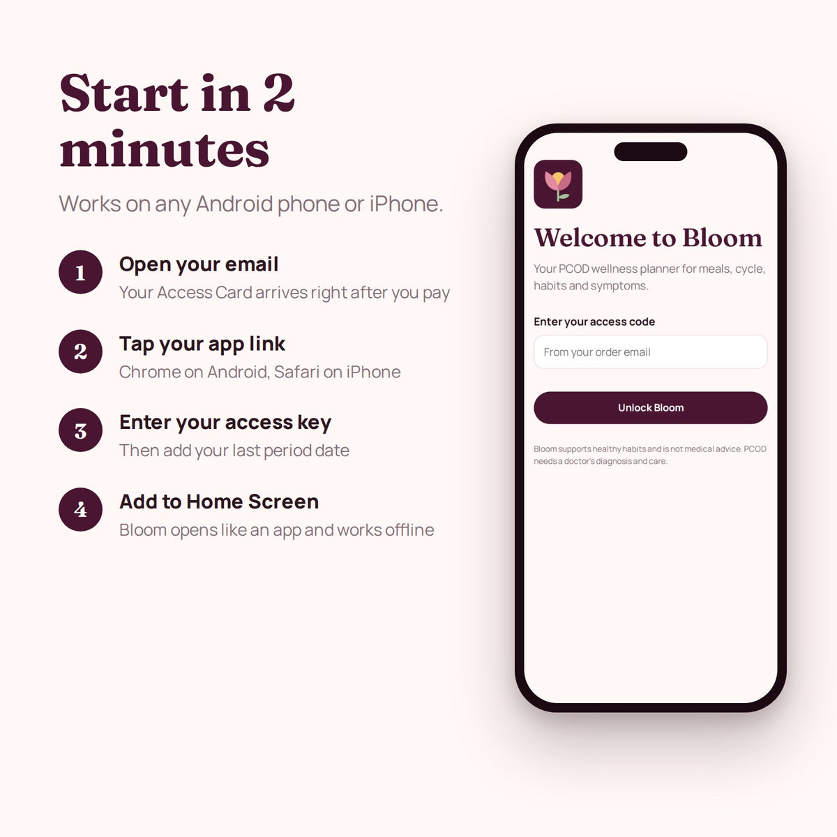 Bloom – PCOD Wellness Planner App