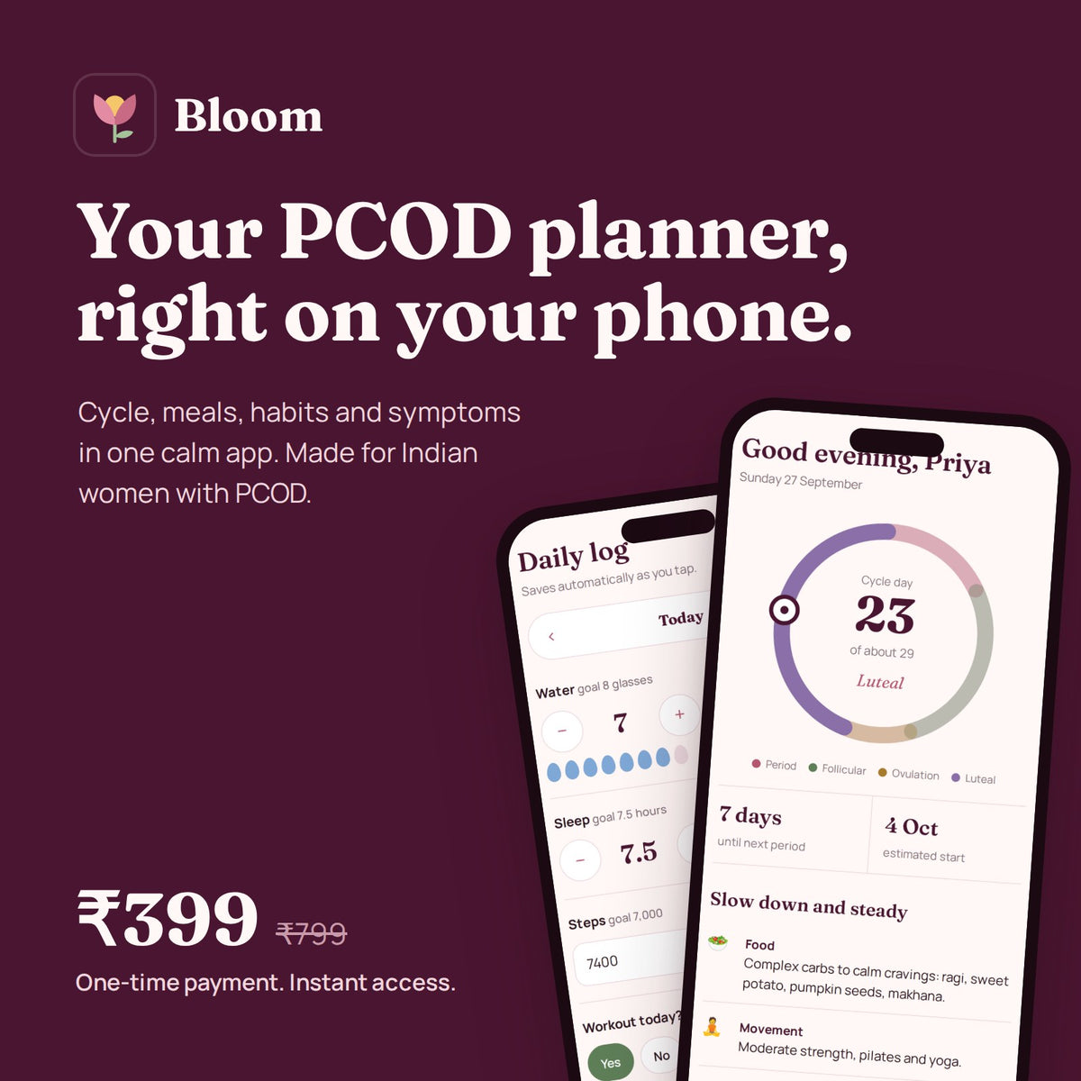 Bloom – PCOD Wellness Planner App